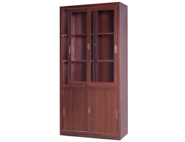 Wood grain overall sliding door bookcase