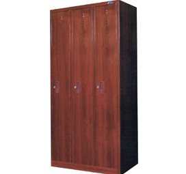 Wood grain three door locker